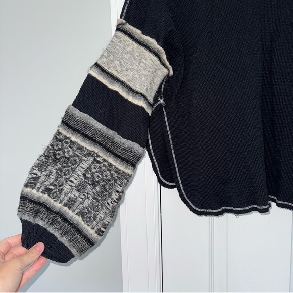Free People Black and Gray Patterned Sweater - Picture 4 of 7